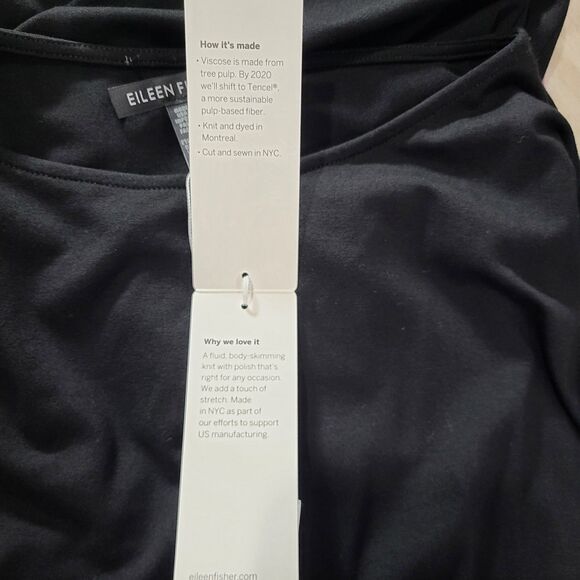 Eileen Fisher Short Shift Dress Black Size XS Cap Sleeve Ballet Neck LBD New - Picture 13 of 16